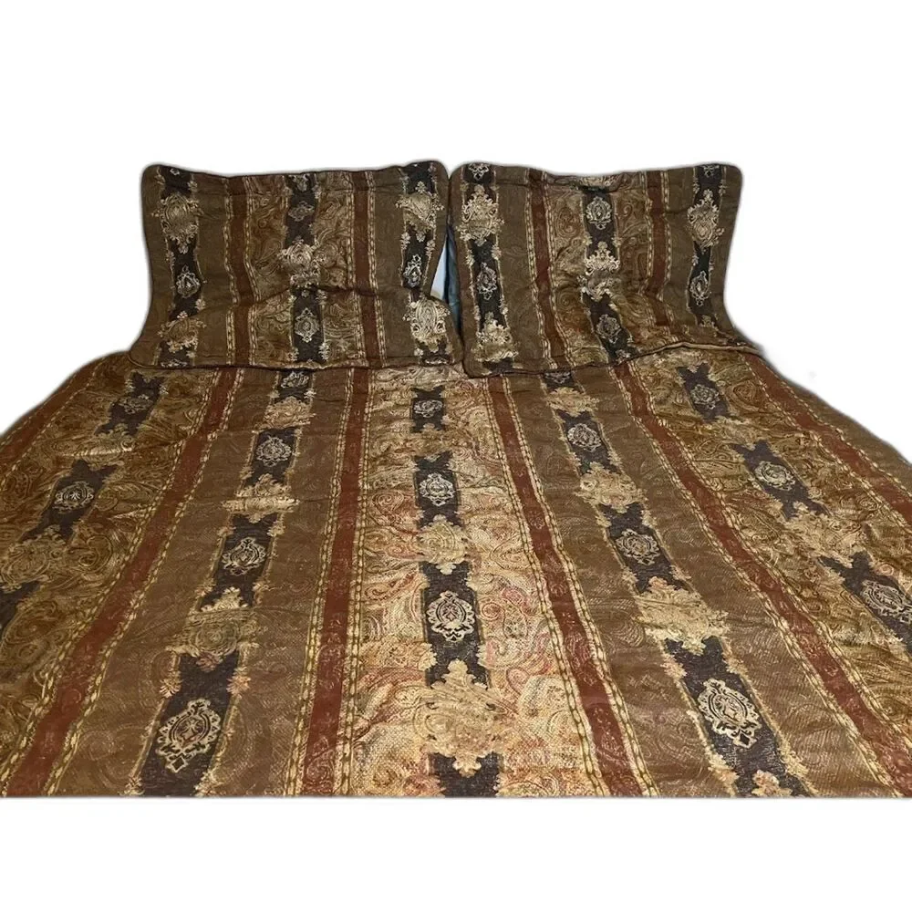 Croscill Brown/Gold Tone Opulent Traditional Classic Full Size Comforter 2 Shams